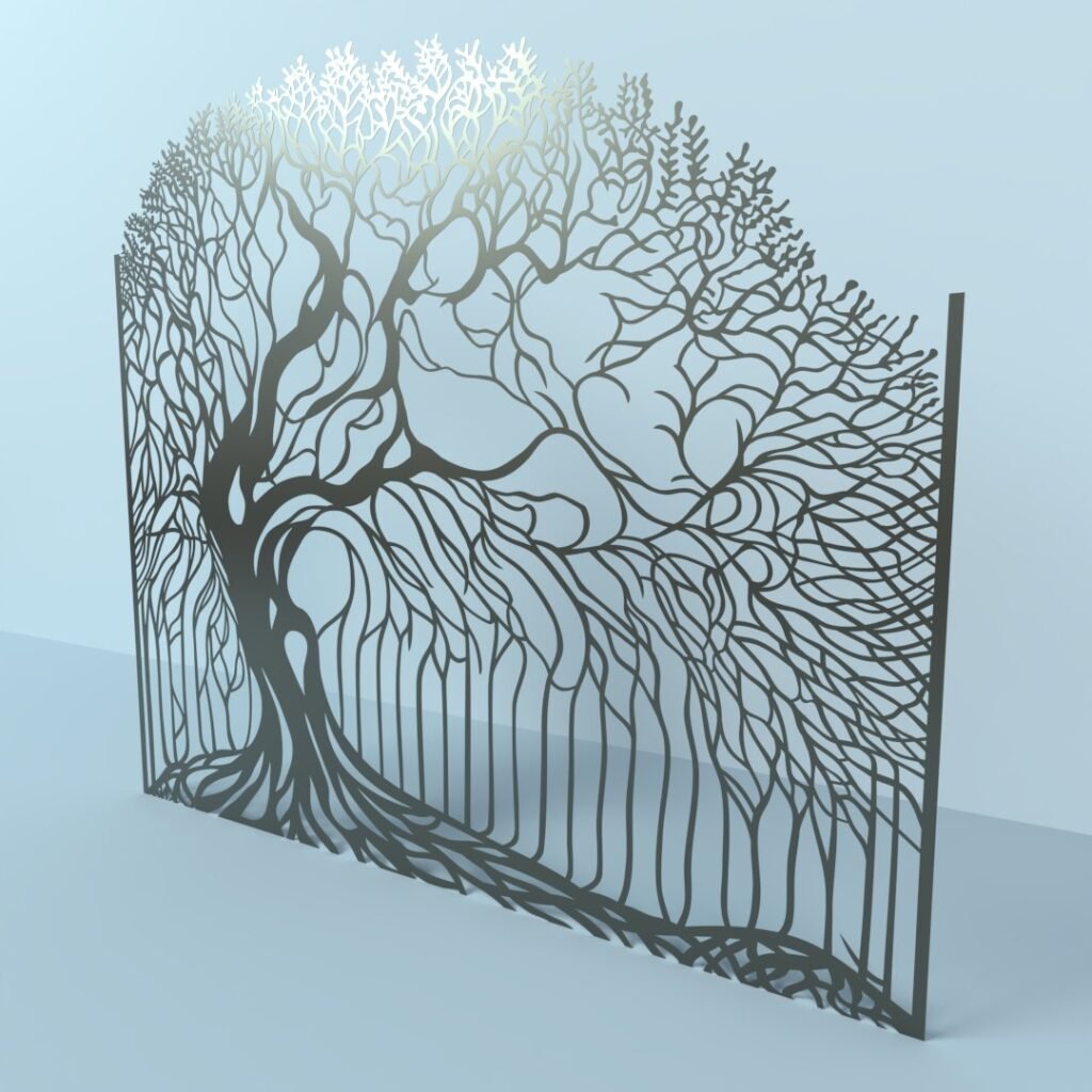 Elegant Tree-Inspired Metal Fence Panel-img-3 Elegant Tree-Inspired Metal Fence Panel-img-3