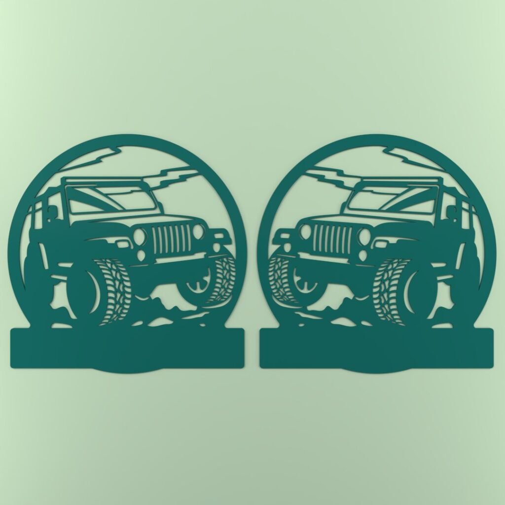 Unique 2D Design Jeep Off-Road Metal Wall Art